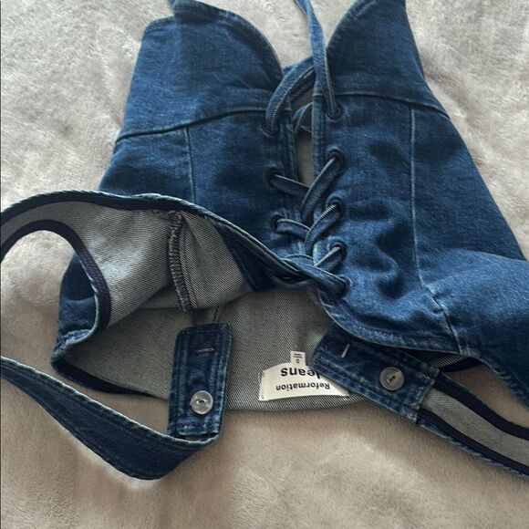 Reformation Blue Denim Corset Top size 0 - Picture 7 of 7